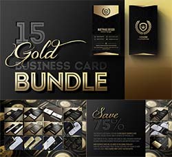 15套金色的商业名片模板：Gold Business Card Bundle